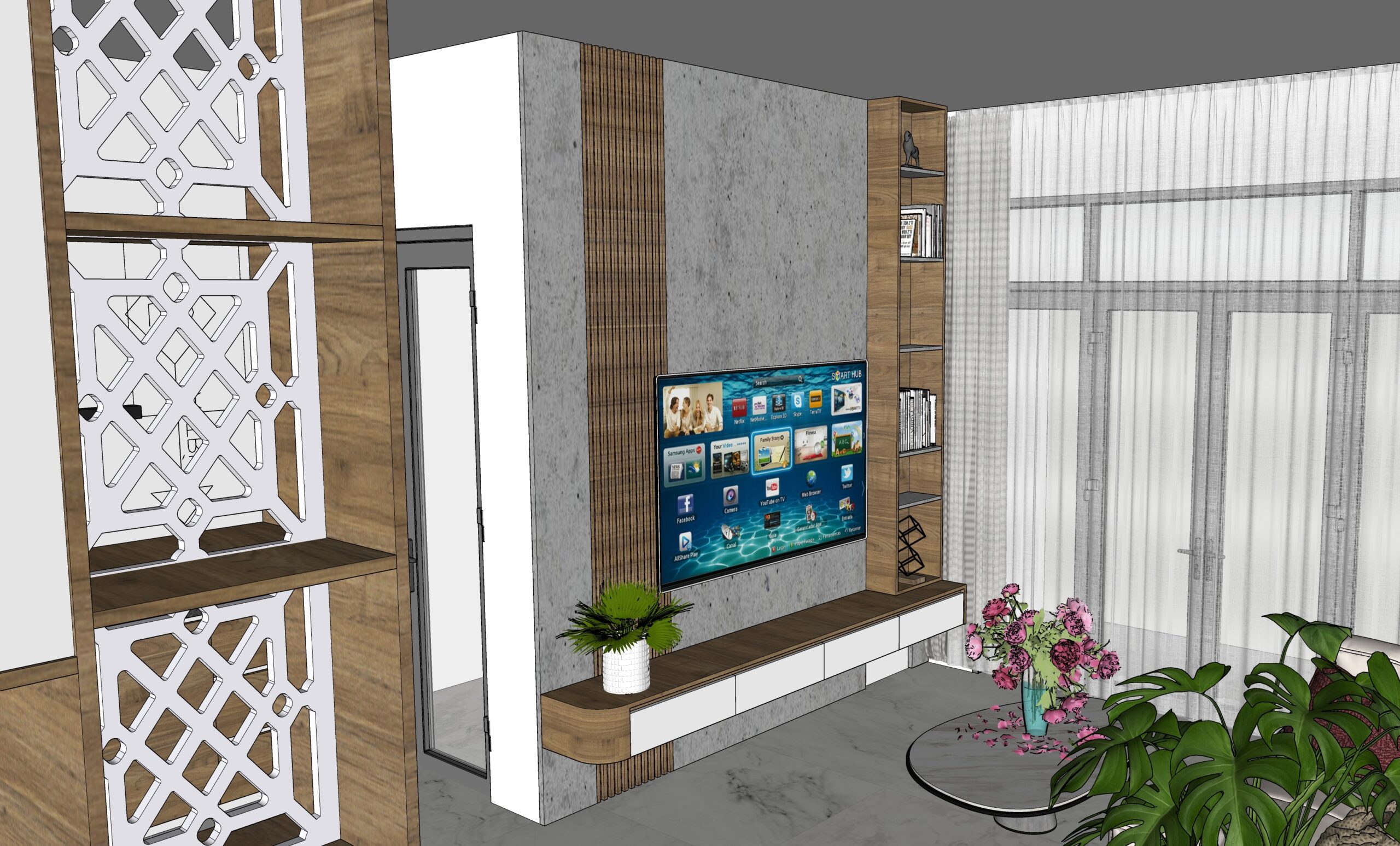 Phòng khách căn hộ chung cư tiết kiệm