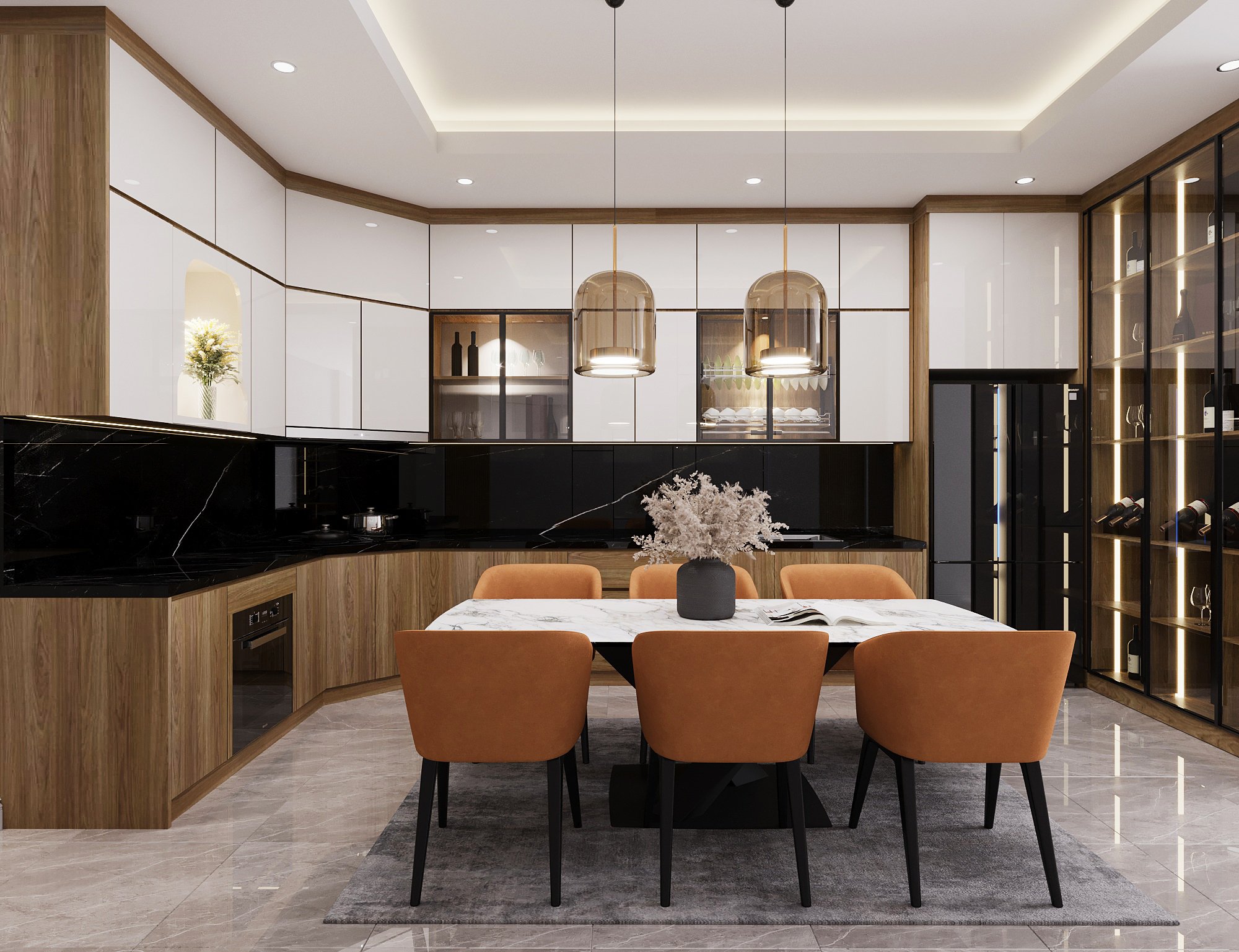 Không gian phòng bếp sang trọng