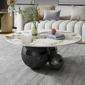 Bàn trà sofa chân inox mạ vàng - mặt đá ceramic BTI-10